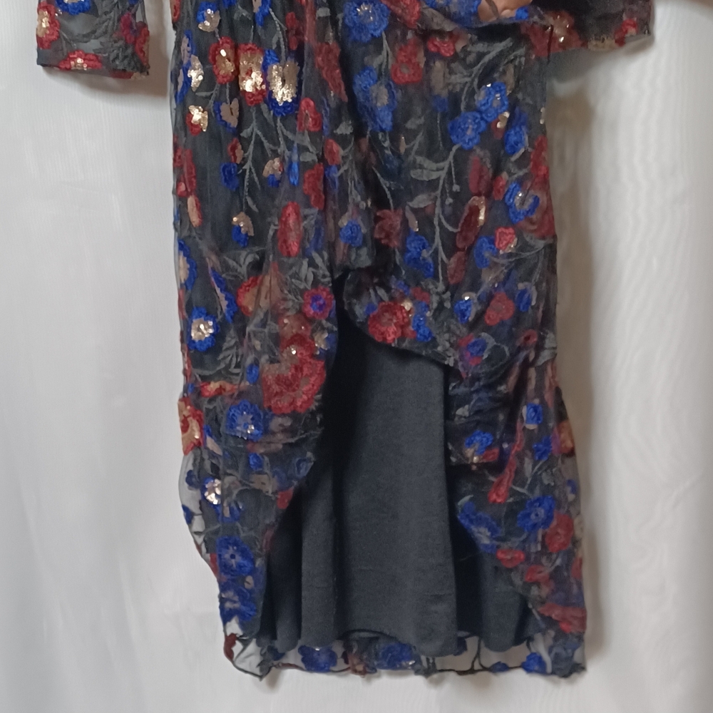 TOUCH Women's Floral Embroidered Sequins Mesh Midi Dress. Size 40 (10/12) - Picture 7 of 13